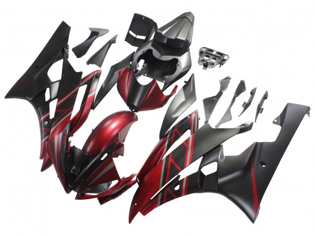 Yamaha YZF 600 R6 Motorrad Verkleidung 2006-2007 - Rot Matt Schwarz