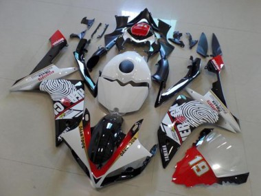 Yamaha YZF R1 Motorrad Verkleidung 2007-2008 - Weiss Rot Schwarz Gelb Dunkel Dog