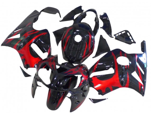 Kawasaki ZX12R Motorrad Verkleidung 2000-2001 - Glanzendes Schwarz Rot