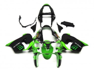 Kawasaki ZX9R Motorrad Verkleidung 2002-2003 - Grun Schwarz Monster