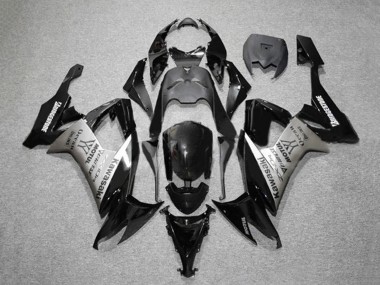 Kawasaki ZX10R Motorrad Verkleidung 2008-2010 - Glanzendes Schwarz Grau Bridgestone Motul