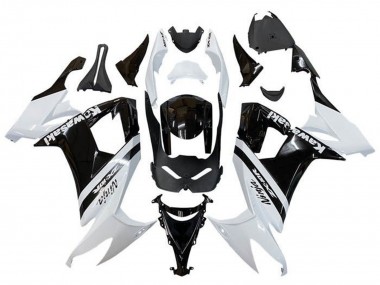 Kawasaki ZX10R Motorrad Verkleidung 2008-2010 - Weiss Glanzendes Schwarz Streifen