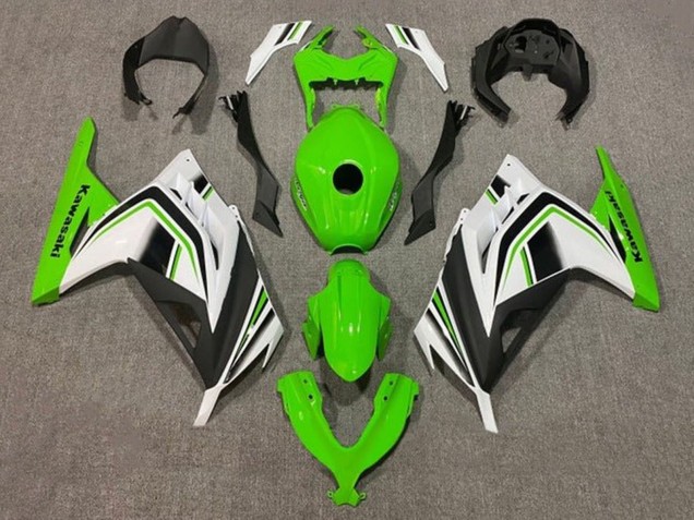 Kawasaki EX300 Motorrad Verkleidung 2013-2024 - Grun Weiss Schwarz Streifen