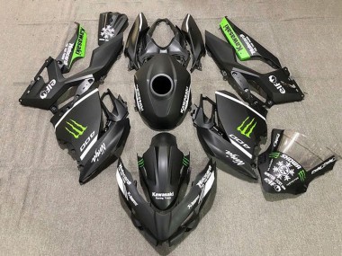 Kawasaki Ninja 400 Motorrad Verkleidung 2018-2024 - Matt Schwarz Weiss Grun Monster Schnee