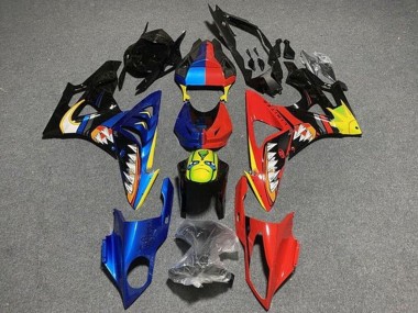 BMW S1000RR Motorrad Verkleidung 2009-2014 - Blau Rot Gelb Schwarz Hai