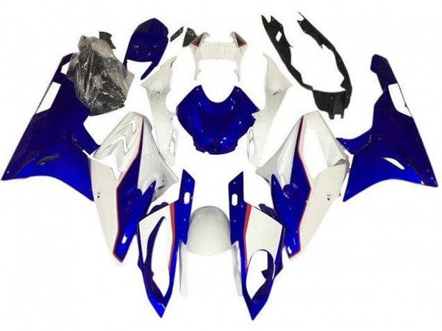 BMW S1000RR Motorrad Verkleidung 2015-2016 - Weiss Rot Blau PinStreifen