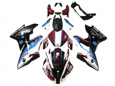 BMW S1000RR Motorrad Verkleidung 2017-2018 - Weiss Blau Rot Glanzendes Schwarz