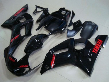 Yamaha YZF R6 Motorrad Verkleidung 1998-2002 - Glanzendes Schwarz Rot Aufkleber