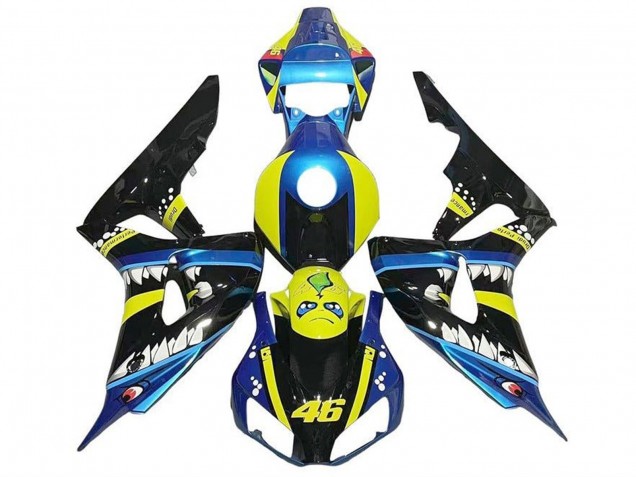 Honda CBR1000RR Motorrad Verkleidung 2006-2007 - Blau Gelb Glanzendes Schwarz Hai 46
