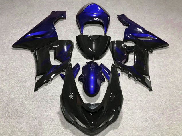 Kawasaki ZX6R Motorrad Verkleidung 2005-2006 - Blau Glanzendes Schwarz