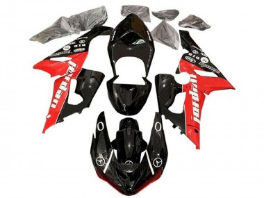 Kawasaki ZX6R Motorrad Verkleidung 2005-2006 - Glanzendes Schwarz Rot Weiss Jordan