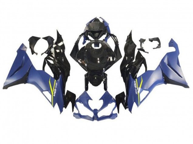 Kawasaki ZX6R Motorrad Verkleidung 2019-2022 - Matt Blau Glanzendes Schwarz