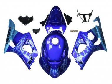 Suzuki GSXR 1000 Motorrad Verkleidung 2003-2004 - Blau Hellblau Weiss Flamme