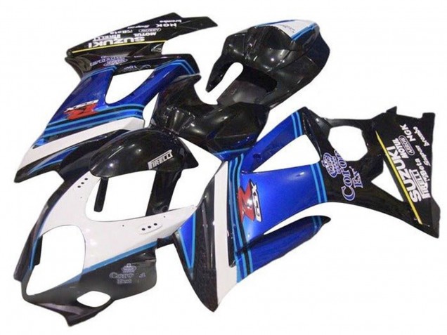 Suzuki GSXR 1000 Motorrad Verkleidung 2005-2006 - Glanzendes Schwarz Blau Weiss Corona