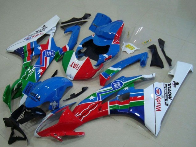Yamaha YZF R6 Motorrad Verkleidung 2006-2007 - Weiss Blau Rot Grun Fiat Motul