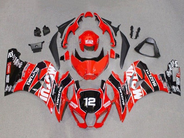 Suzuki GSXR1000 Motorrad Verkleidung 2017-2024 - Rot Weiss Schwarz Motul 12