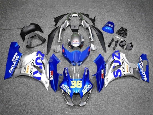 Suzuki GSXR1000 Motorrad Verkleidung 2017-2024 - Blau Silber Ecstar 36