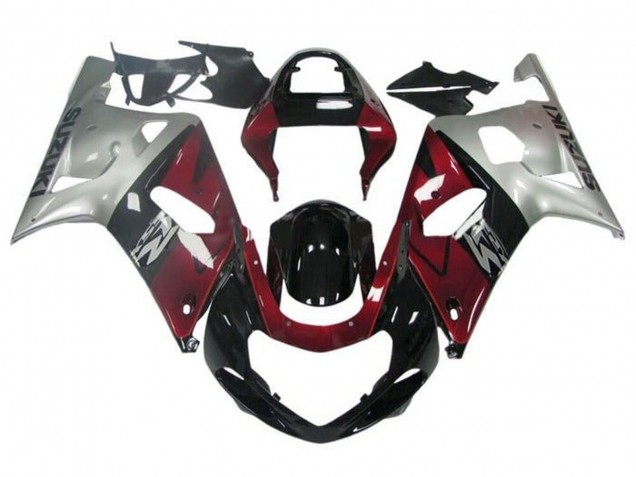 Suzuki GSXR 600 / GSXR 750 Motorrad Verkleidung 2001-2003 - Silber Rot Glanzendes Schwarz