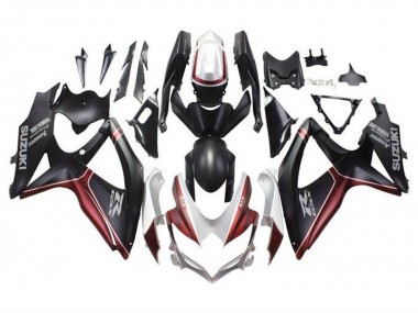 Suzuki GSXR 600 / GSXR 750 Motorrad Verkleidung 2008-2010 - Weiss Rot Matt Schwarz