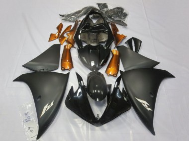 Yamaha YZF 1000 R1 Motorrad Verkleidung 2009-2011 - Glanzendes Schwarz Matt Schwarz Orange