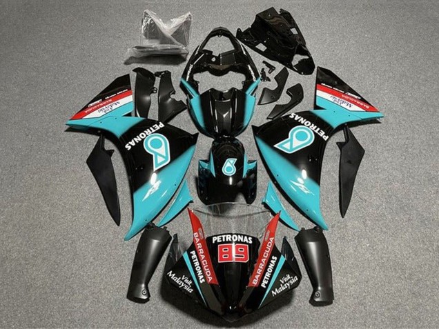 Yamaha YZF 1000 R1 Motorrad Verkleidung 2009-2011 - Glanzendes Schwarz Hellblau Rot Petronas