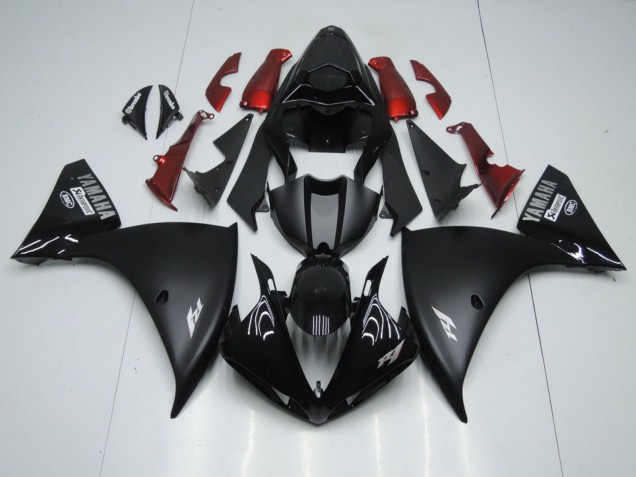 Yamaha YZF 1000 R1 Motorrad Verkleidung 2009-2011 - Glanzendes Schwarz Matt Schwarz Weiss Aufkleber Rot