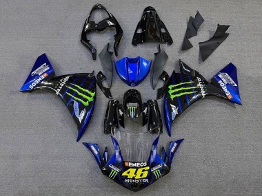 Yamaha YZF 1000 R1 Motorrad Verkleidung 2012-2014 - Glanzendes Schwarz Blau Grun Monster Energy ENEOS Yamalube