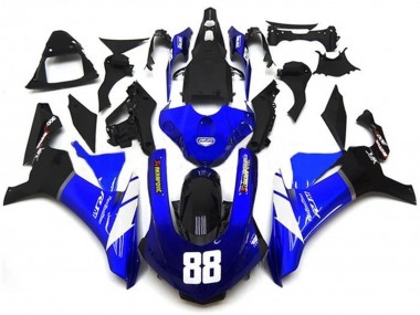 Yamaha YZF 1000 R1 Motorrad Verkleidung 2015-2019 - Blau Weiss Glanzendes Schwarz Akropovic