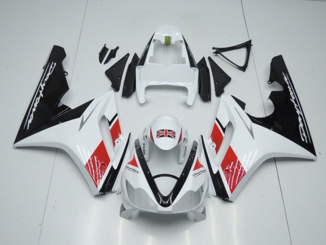 Triumph Daytona 675 Triple Motorrad Verkleidung 2006-2008 - Weiss Rot Glanzendes Schwarz