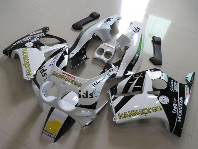 Honda CBR250RR MC19 Motorrad Verkleidung 1988-1989 - Weiss Gelb Glanzendes Schwarz Hannspree