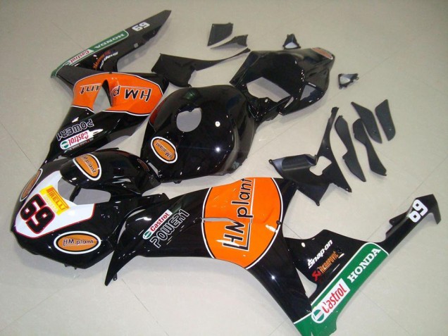 Honda CBR1000RR Motorrad Verkleidung 2006-2007 - Glanzendes Schwarz Orange Grun Hm Plant Rennen 69
