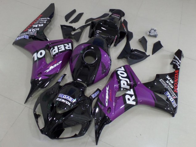 Honda CBR1000RR Motorrad Verkleidung 2006-2007 - Glanzendes Schwarz Lila Repsol