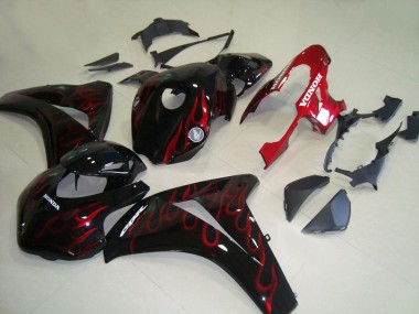 Honda CBR1000RR Motorrad Verkleidung 2008-2011 - Glanzendes Schwarz Rot Flamme Rennen
