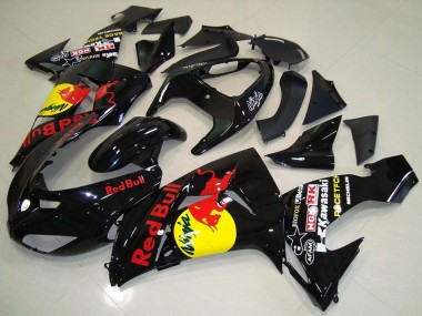 Kawasaki ZX10R Motorrad Verkleidung 2006-2007 - Glanzendes Schwarz Gelb Red Bull