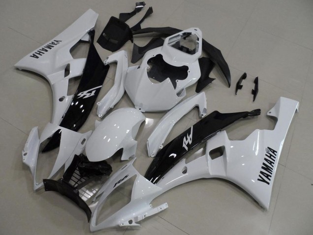 Yamaha YZF R6 Motorrad Verkleidung 2006-2007 - Weiss Glanzendes Schwarz