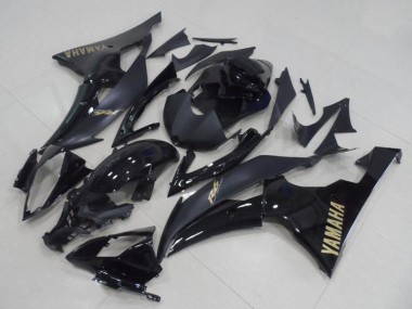 Yamaha YZF R6 Motorrad Verkleidung 2008-2016 - Glanzendes Schwarz Matt Schwarz Gold Aufkleber