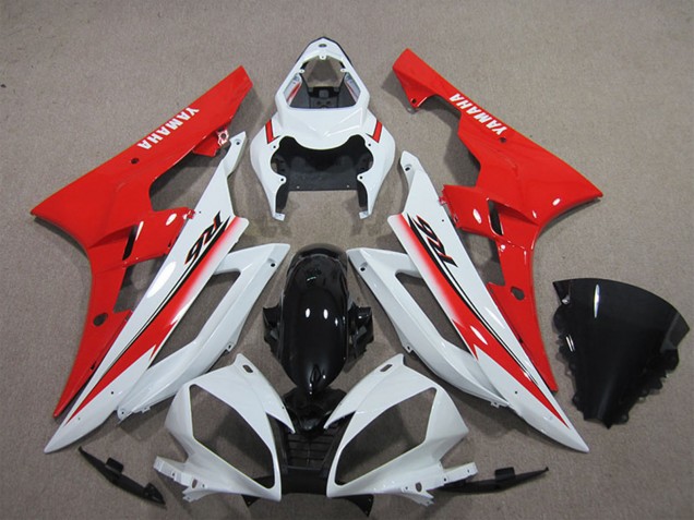 Yamaha YZF R6 Motorrad Verkleidung 2006-2007 - Weiss Rot Glanzendes Schwarz