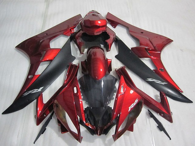Yamaha YZF R6 Motorrad Verkleidung 2006-2007 - Rot Matt Schwarz