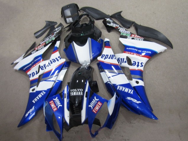 Yamaha YZF R6 Motorrad Verkleidung 2006-2007 - Weiss Blau Rot Sterilgarda Volvo Fimer