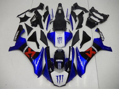 Yamaha YZF R1 Motorrad Verkleidung 2015-2019 - Blau Weiss Schwarz Rot Monster Akropovic