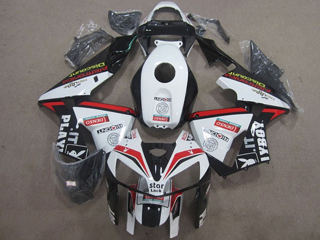 Honda CBR600RR Motorrad Verkleidung 2005-2006 - Weiss Rot Schwarz Stern Lock Playboy