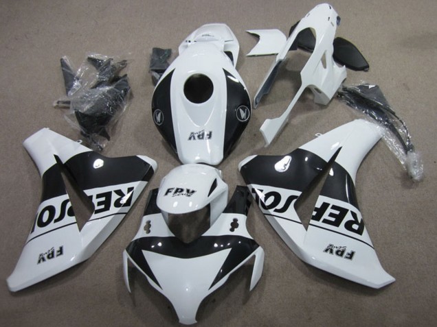 Honda CBR1000RR Motorrad Verkleidung Kit 2008-2011 - Weiss Glanzendes Schwarz Repsol