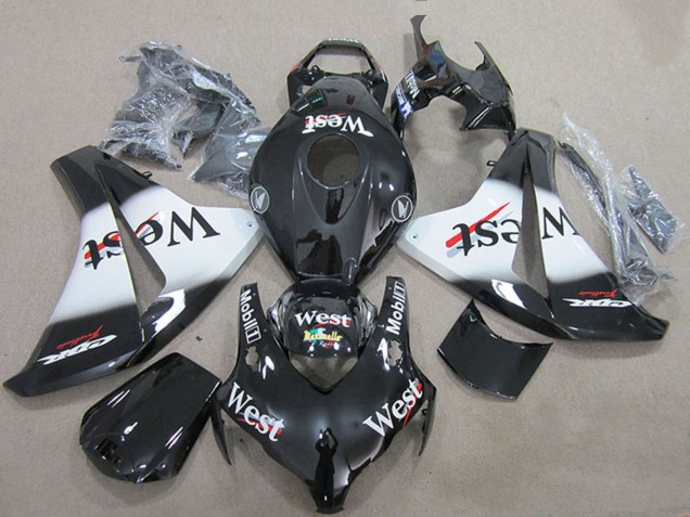 Honda CBR1000RR Motorrad Verkleidung 2008-2011 - Glanzendes Schwarz Weiss West