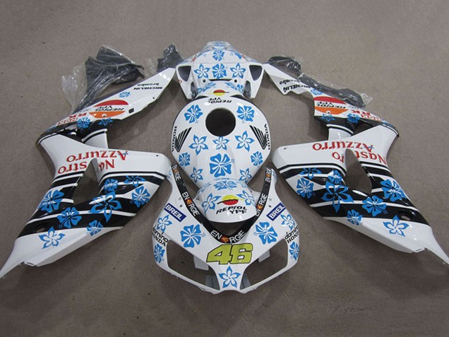 Honda CBR1000RR Motorrad Verkleidung 2006-2007 - Weiss Hellblau Glanzendes Schwarz Rot Nastro Azzurro Repsol 46