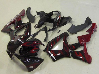Honda CBR900RR 929 Motorrad Verkleidung 2000-2001 - Glanzendes Schwarz Rot Flamme