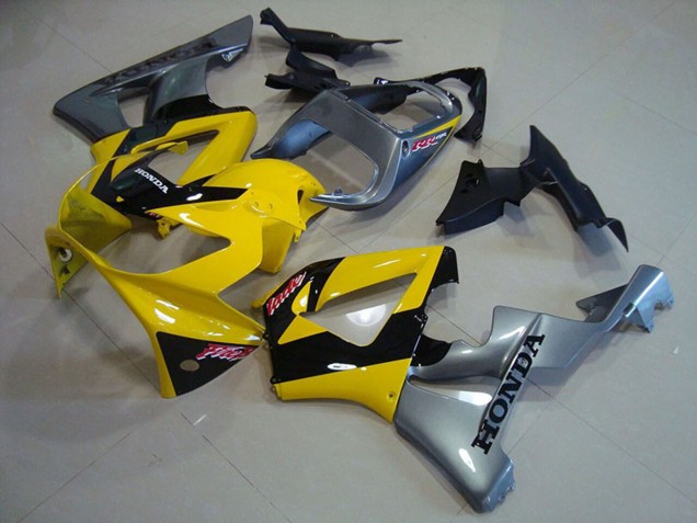 Honda CBR900RR 929 Motorrad Verkleidung 2000-2001 - Gelb Silber Glanzendes Schwarz
