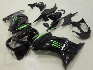 Kawasaki ZX250R Motorrad Verkleidung 2008-2012 - Glanzendes Schwarz Grun Monster Energy