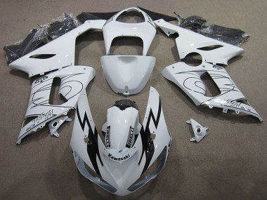 Kawasaki ZX6R Motorrad Verkleidung Kit 2005-2006 - Weiss Schwarz