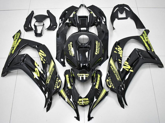 Kawasaki ZX10R Motorrad Verkleidung 2016-2020 - Glanzendes Schwarz Gelb Motul Rennen Team Motocard