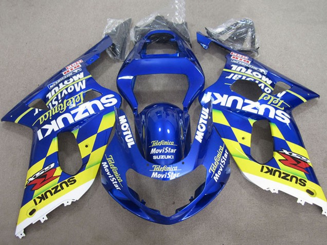 Suzuki GSXR 600 Motorrad Verkleidung 2001-2003 - Blau Gelb Telefonica MoviStar
